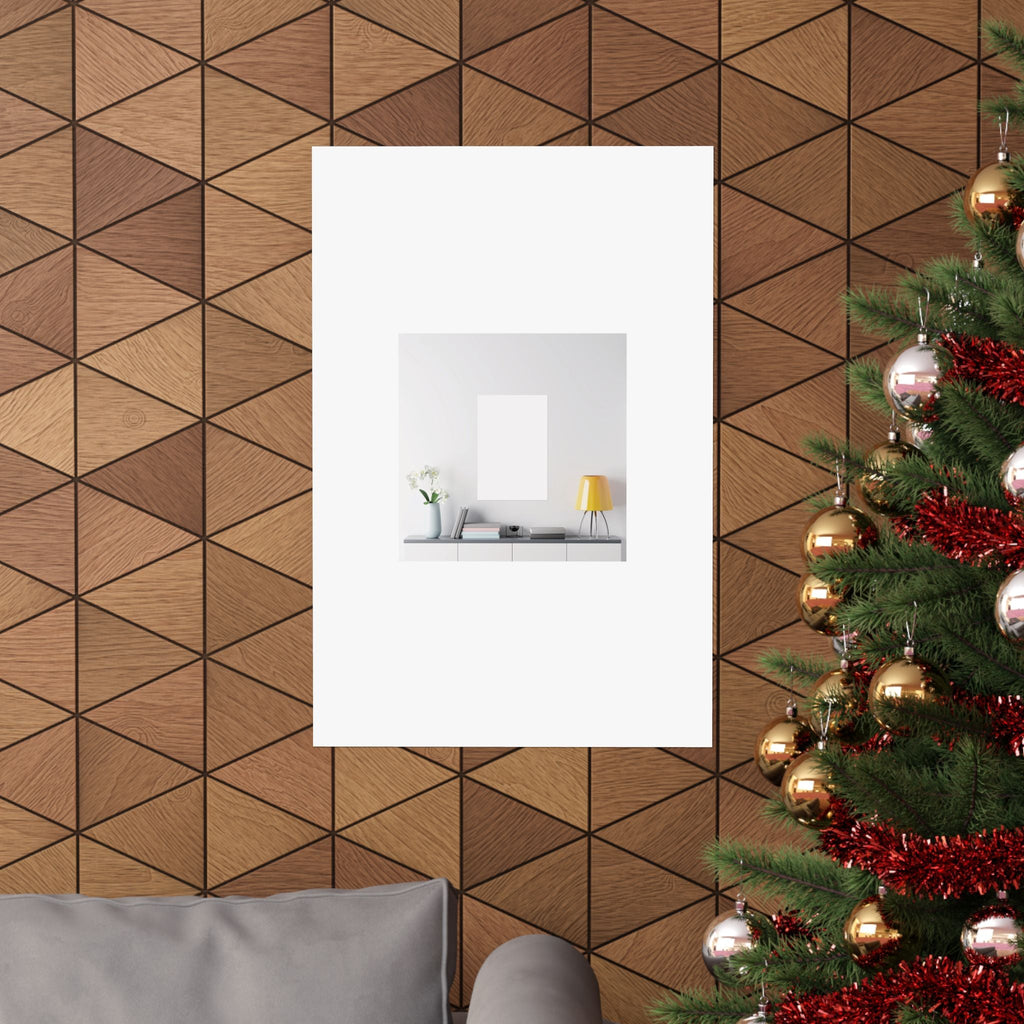 Minimalist Matte Vertical Poster – Modern Living Room Print (Yellow Lamp & Vase)