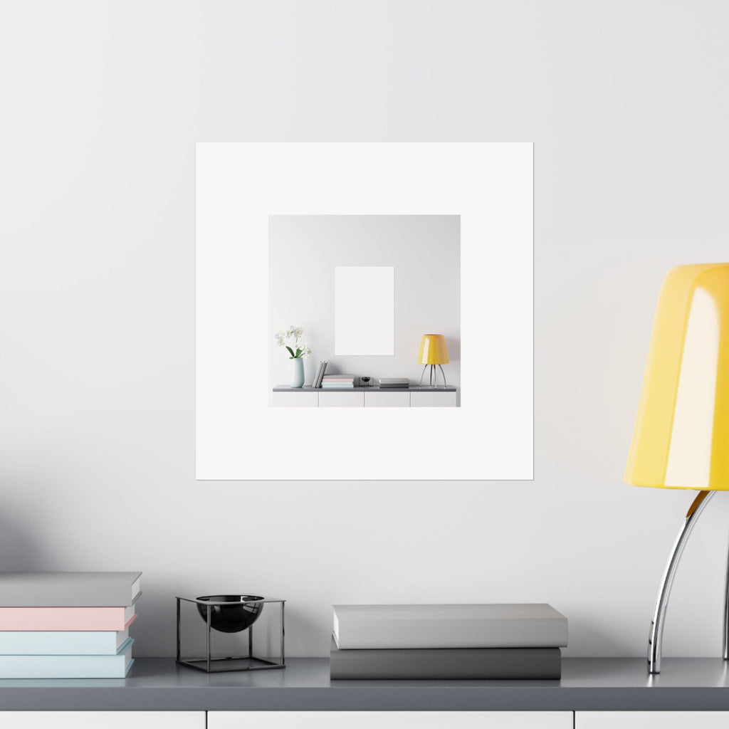 Minimalist Matte Vertical Poster – Modern Living Room Print (Yellow Lamp & Vase)