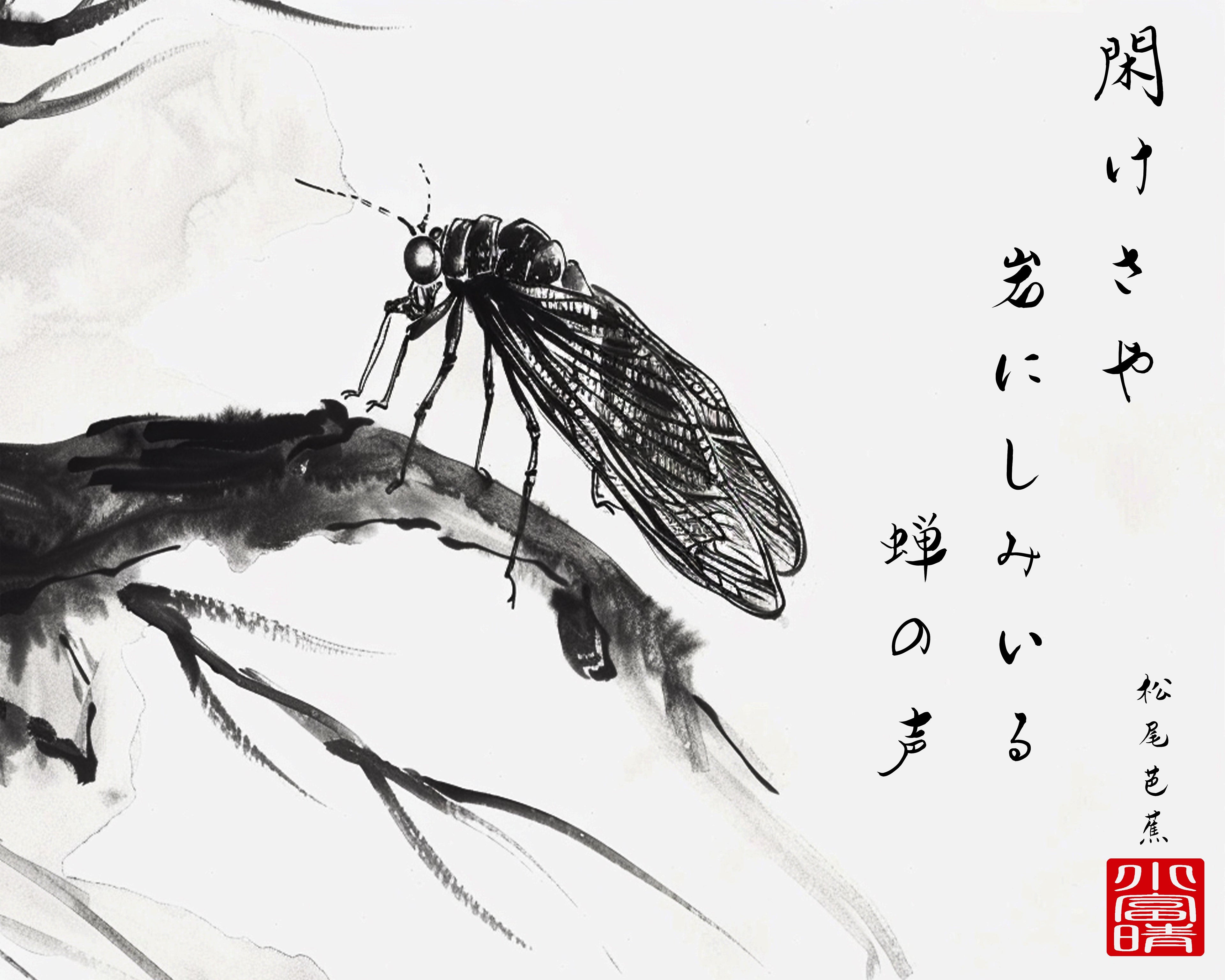 蝉の声 > a cicada’s cry> after Matsuo Bashō