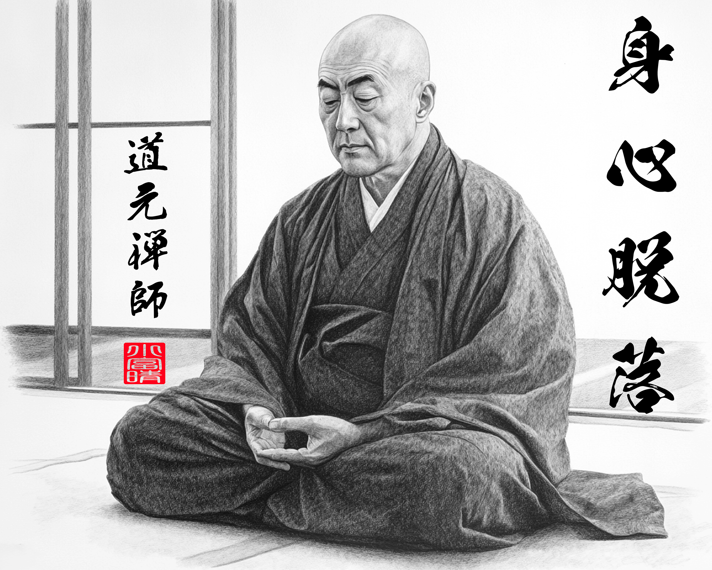 Dōgen Zenji (道元禅師) Ceramic Coffee Cup (11oz & 15oz) - design © 2025 B.A. Cotton